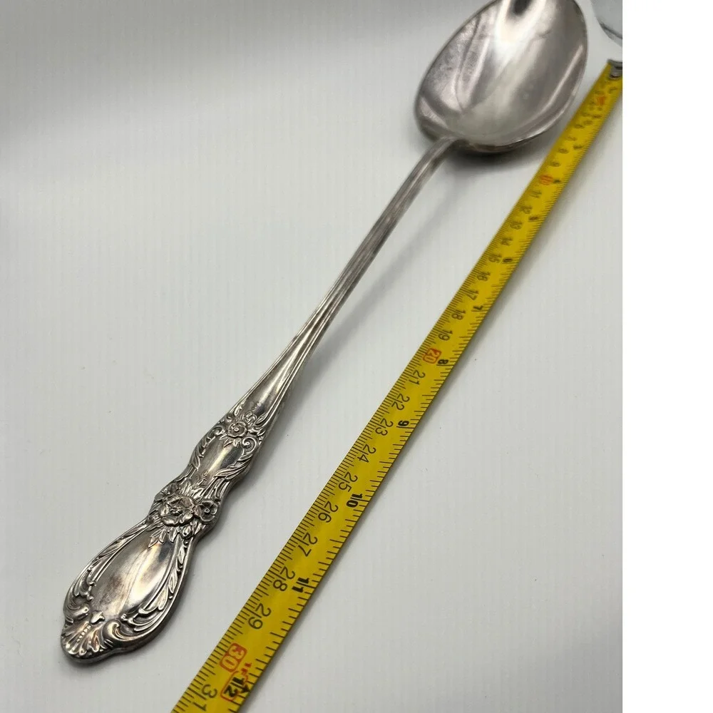 1847 Rogers Bros Stuffing Spoon Heritage 12.5in Silver Silverplate Good Floral